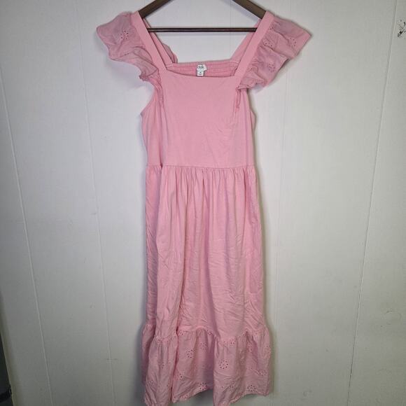 J Crew Light Pink Eyelet Smocked Midi Length Dress Size Small - Picture 1 of 5